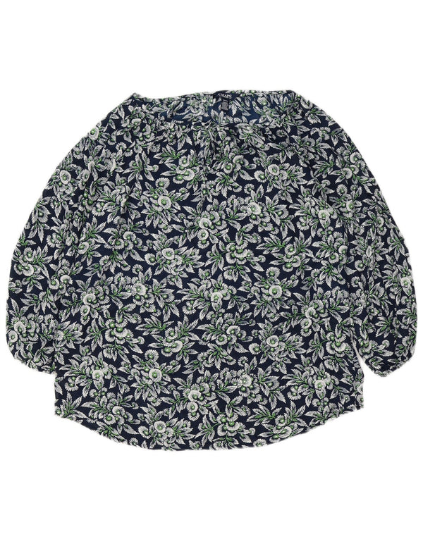 CHAPS Blusa extragrande de manga 3/4 para mujer UK 10 Small Azul marino floral