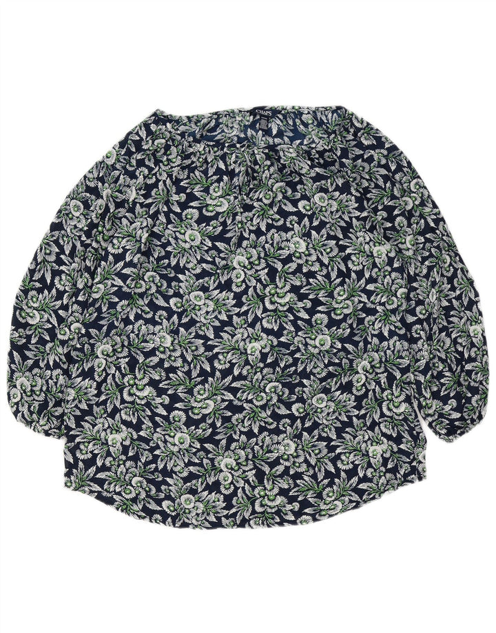 CHAPS Blusa extragrande de manga 3/4 para mujer UK 10 Small Azul marino floral