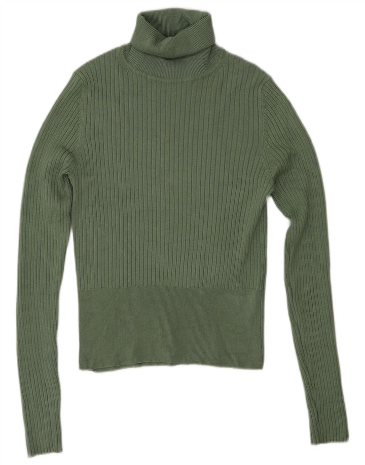 Zara - Jersey con cuello vuelto para mujer, talla 40, viscosa verde medio