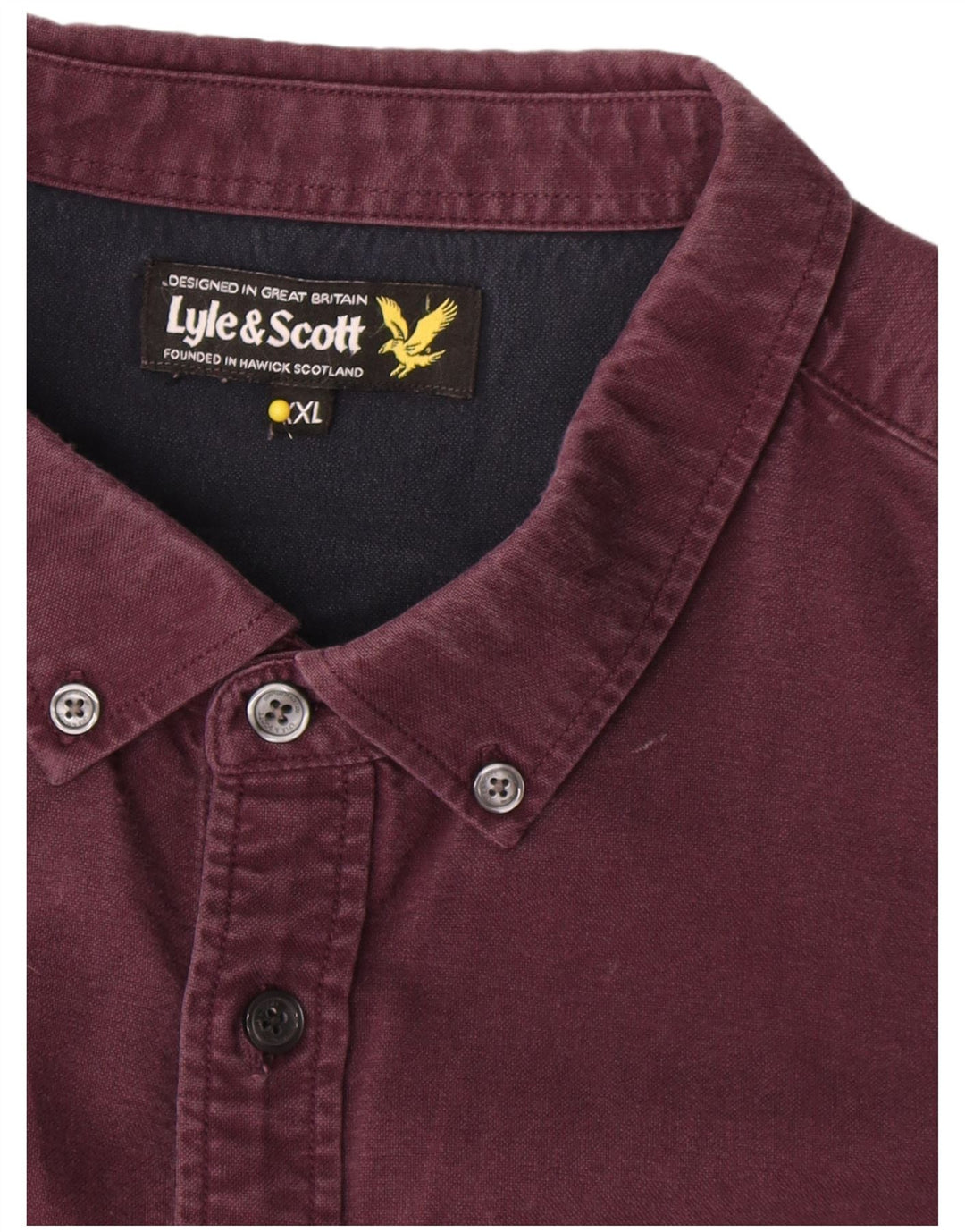 Lyle & Scott Camisa para hombre 2XL Algodón burdeos