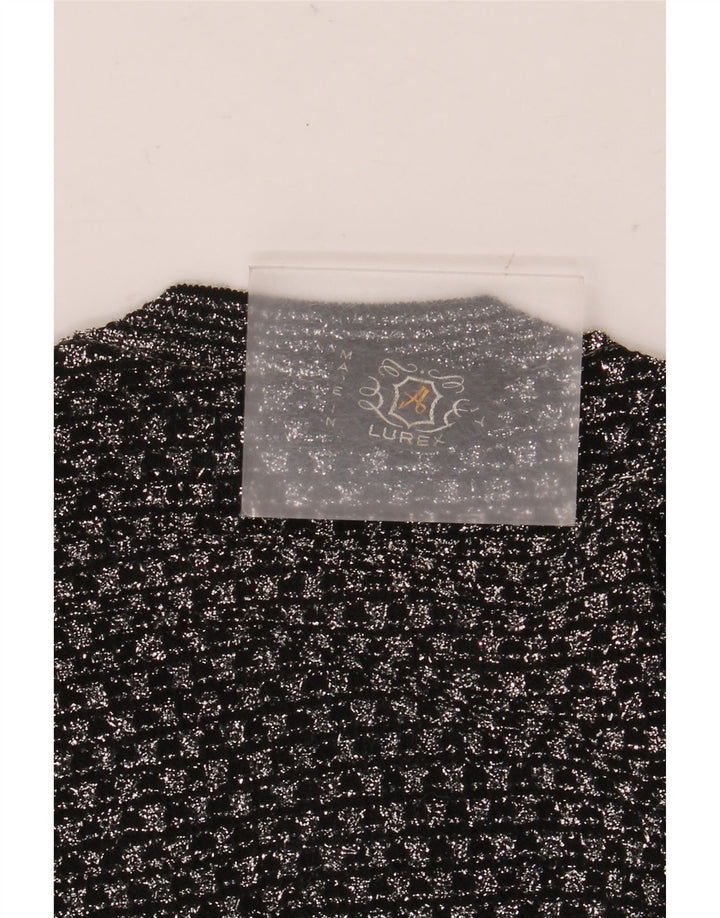 Vintage mujer chaleco camiseta sin mangas Reino Unido 14 medio negro geométrico