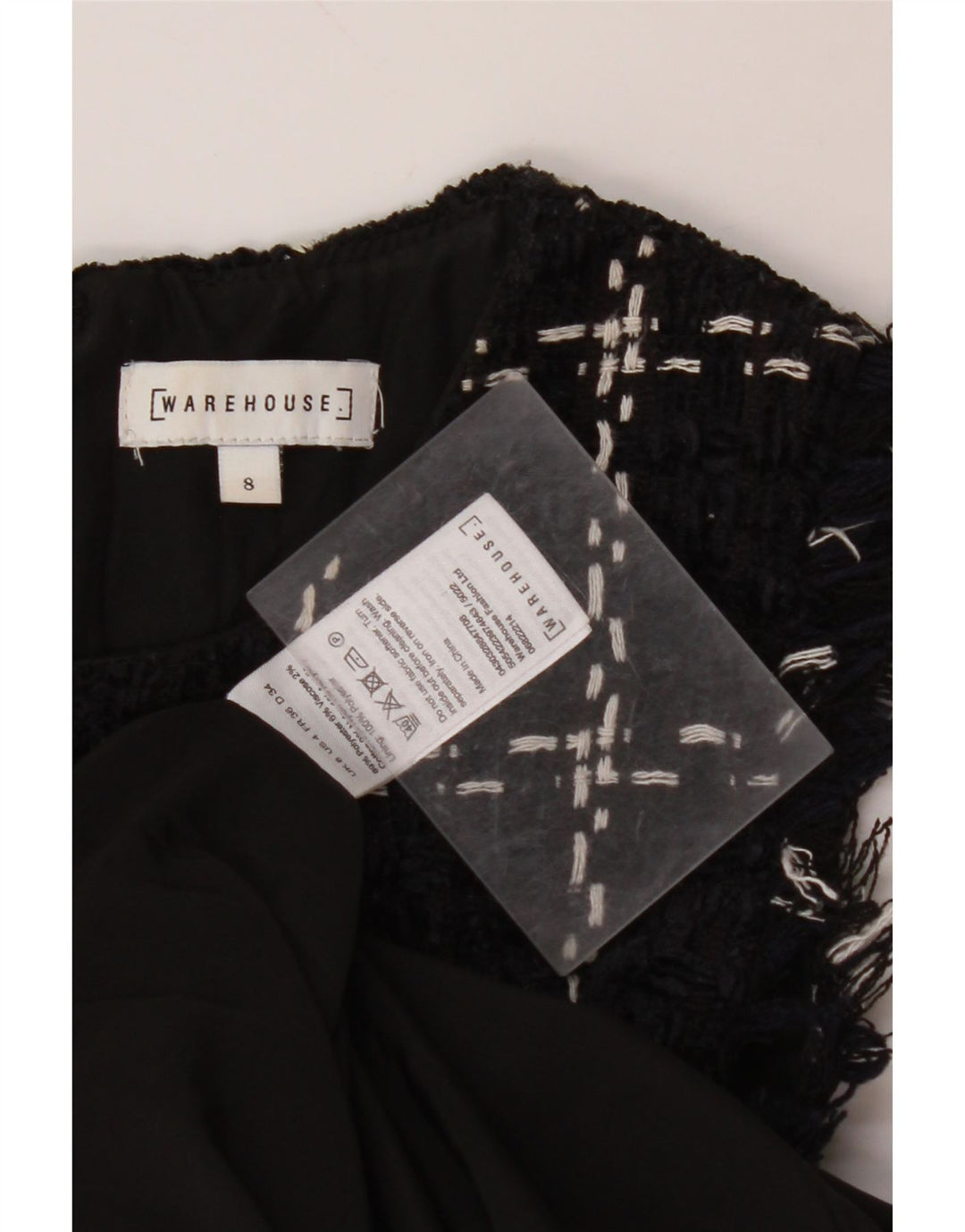 WAREHOUSE Vestido tubo sin mangas para mujer UK 8 Small Navy Blue Check