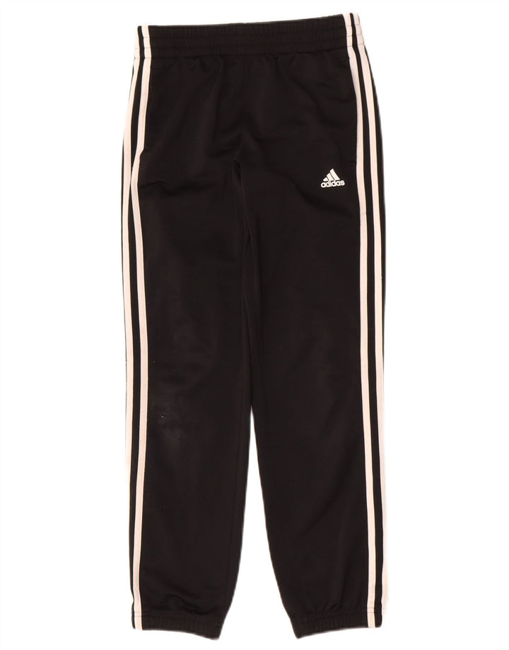 ADIDAS Boys Tracksuit Trousers Joggers 9-10 Years Black Polyester