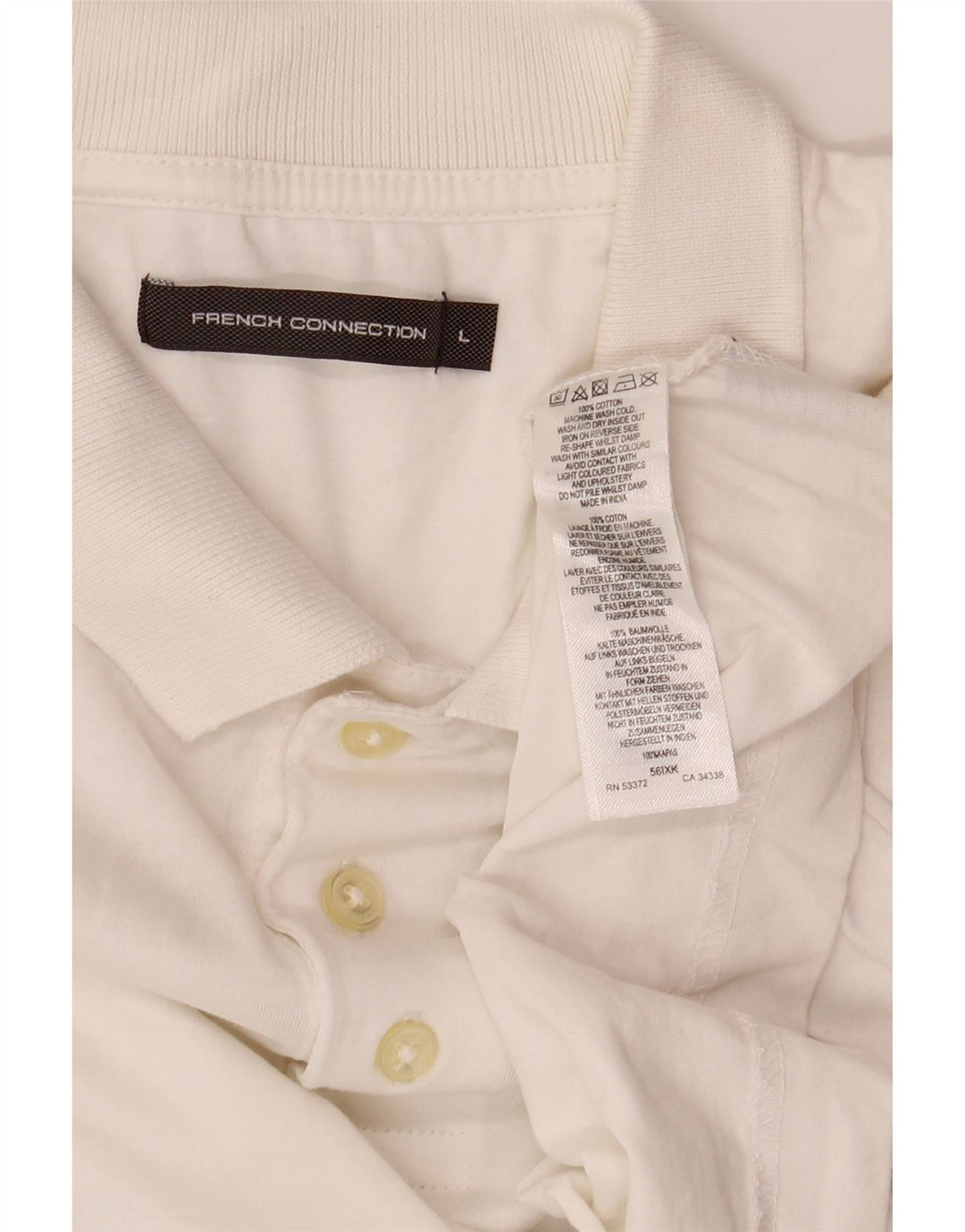 French Connection Polo para hombre de algodón blanco roto grande