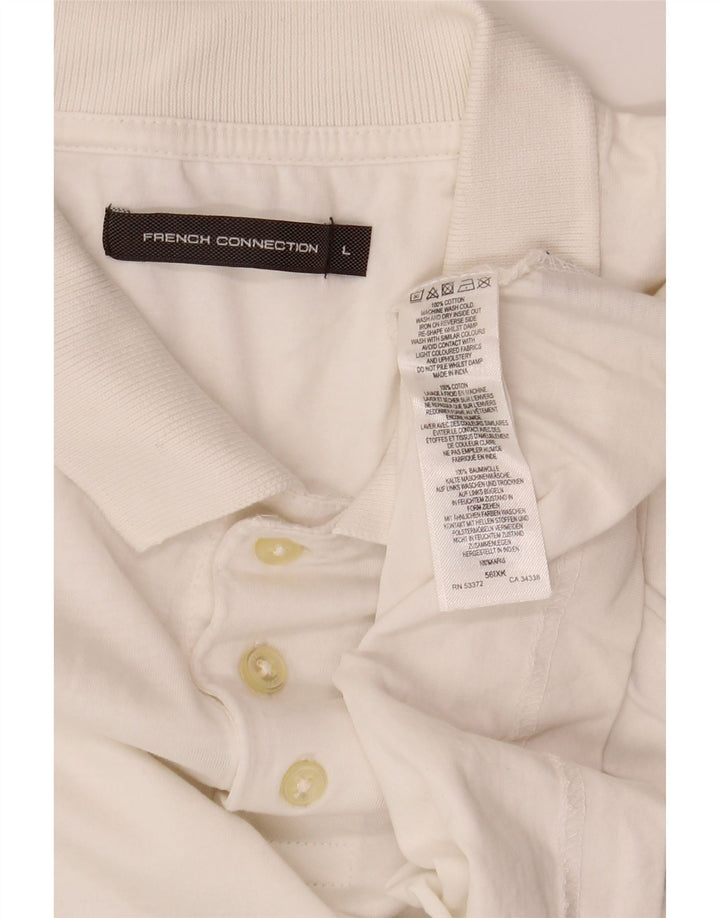 French Connection Polo para hombre de algodón blanco roto grande
