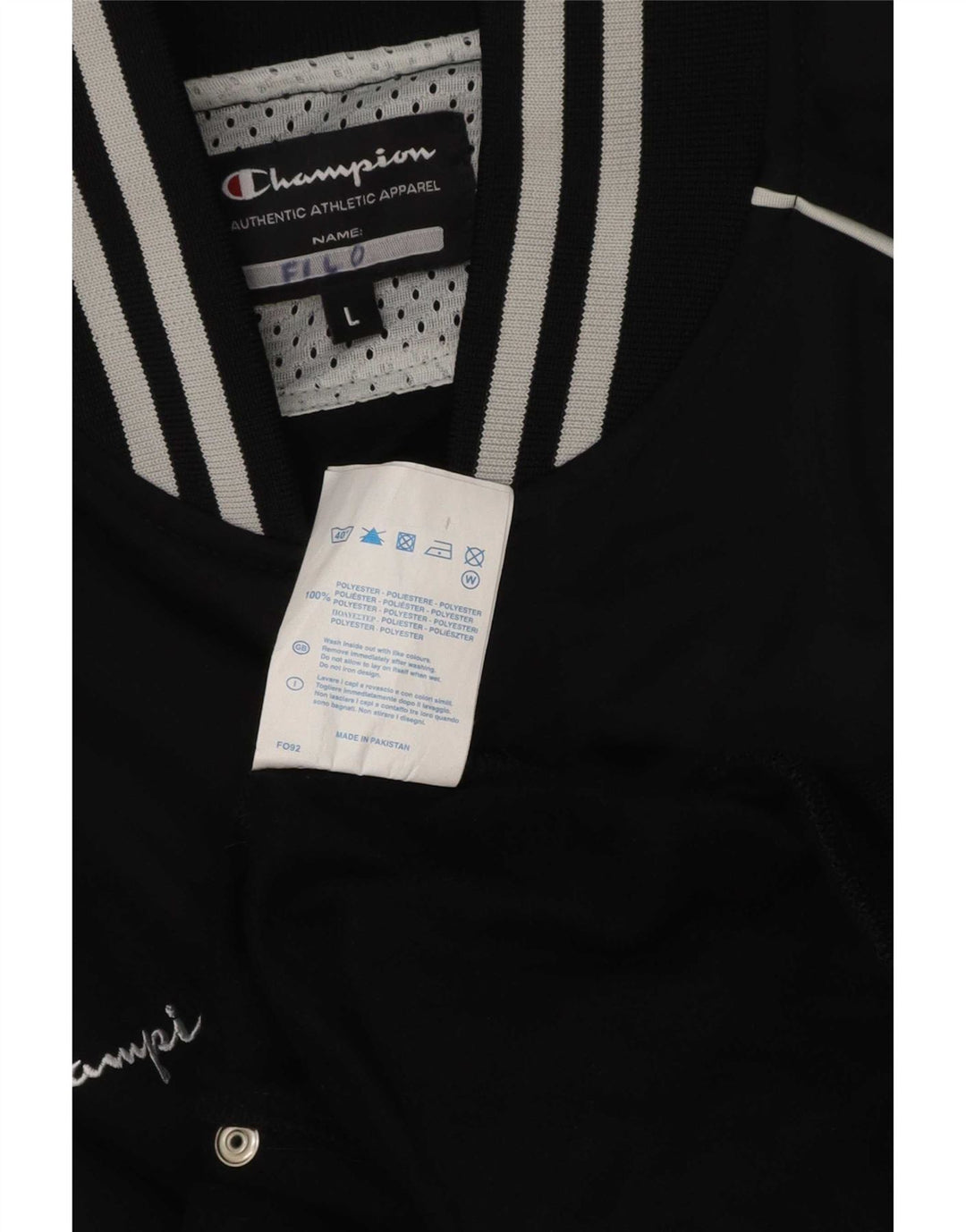 Champion Chaqueta De Chándal Con Gráfico Para Hombre Poliéster A Rayas Negras Grande
