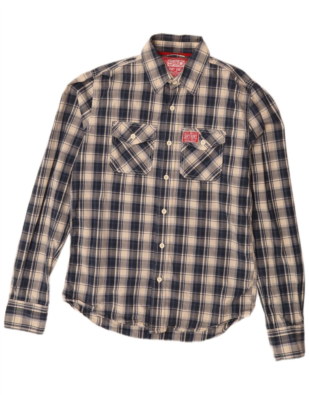 Superdry Camisa Grande De Algodón A Cuadros Azul Marino Para Hombre