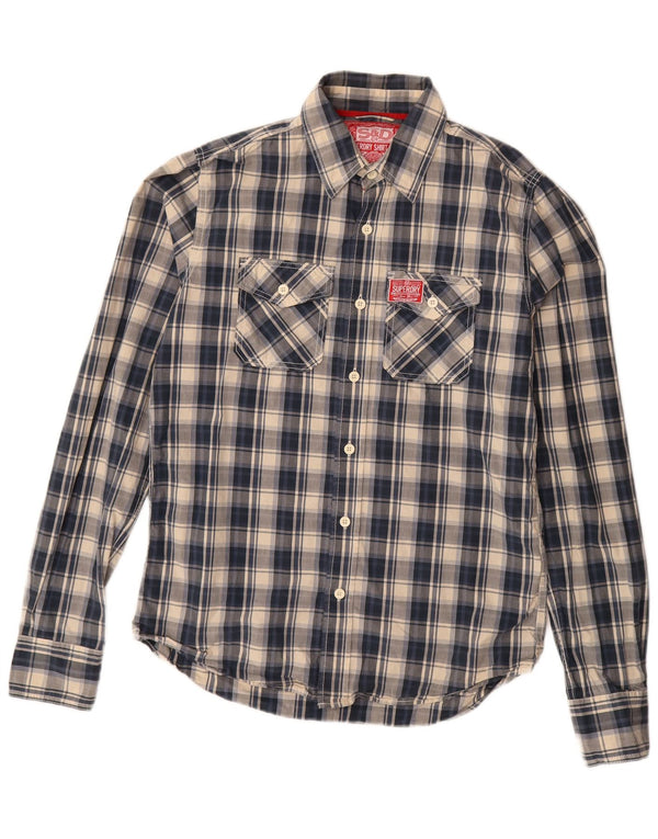 Superdry Camisa Grande De Algodón A Cuadros Azul Marino Para Hombre