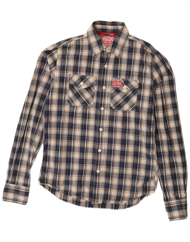 Superdry Camisa Grande De Algodón A Cuadros Azul Marino Para Hombre