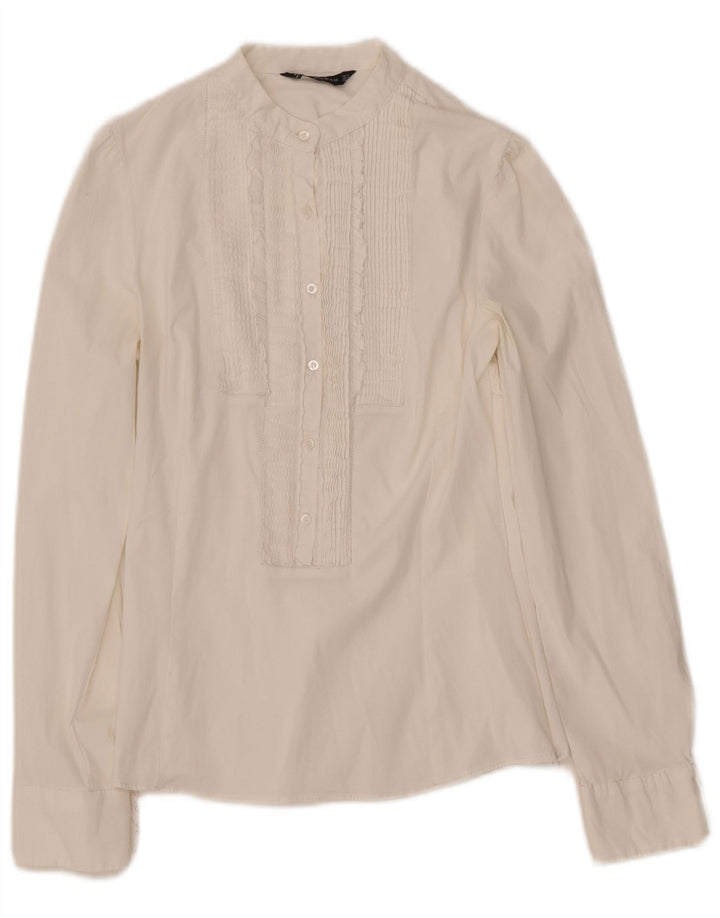 ZARA Mujer Jersey Esmoquin Camisa UK 8 Small Blanco