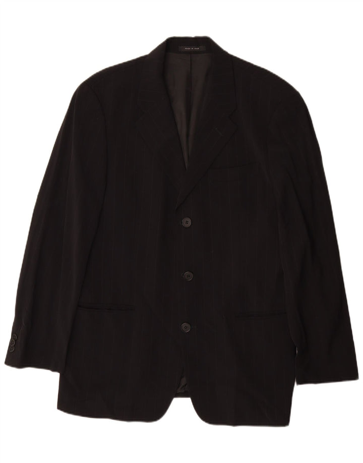 Emporio Armani Chaqueta tipo blazer de 3 botones para hombre IT 48 Mediana negra a rayas