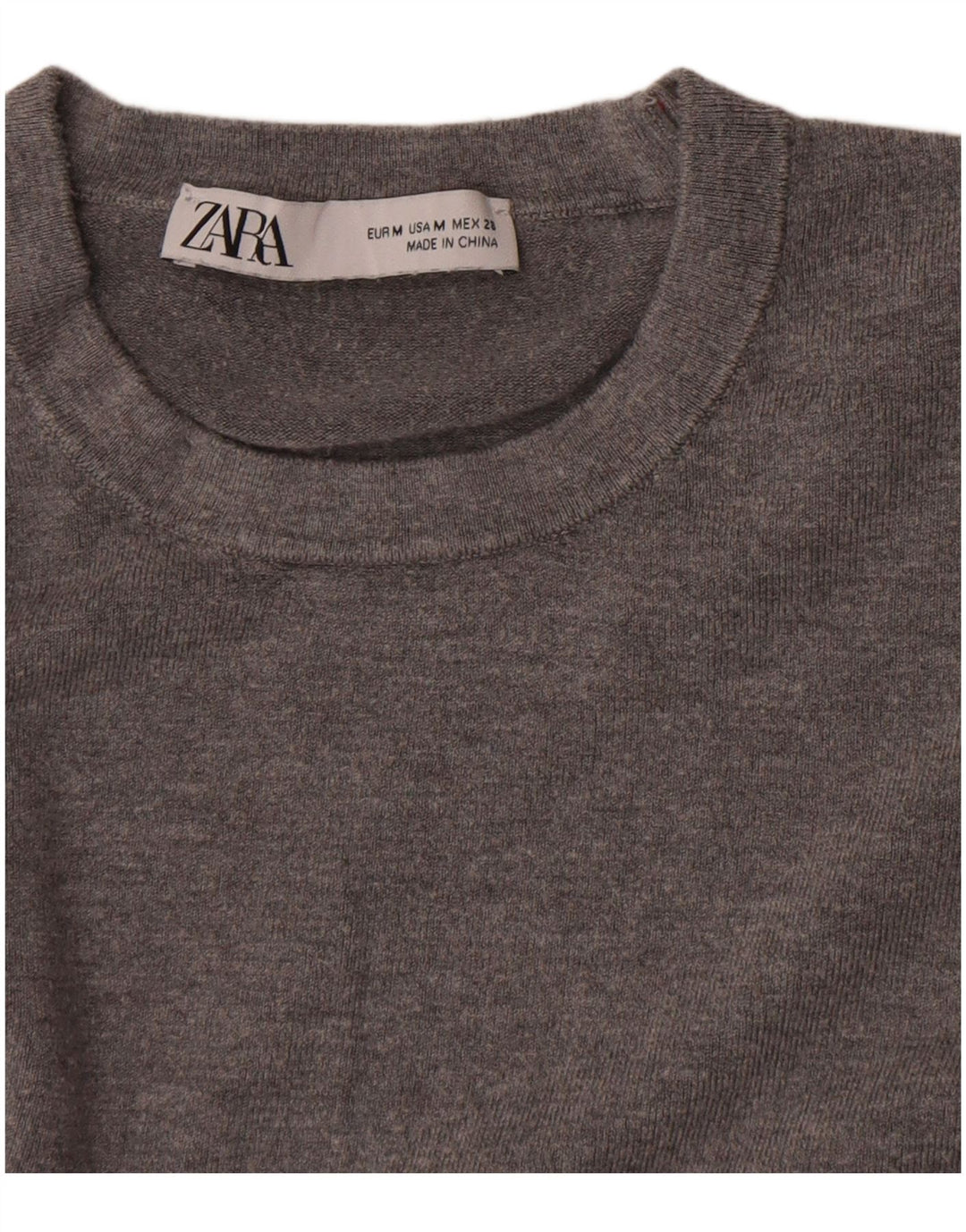 Zara - Jersey de cuello redondo para mujer, talla 40, color gris medio