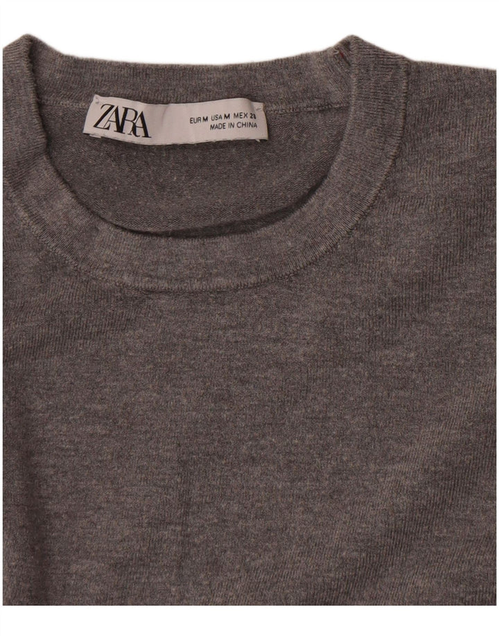 Zara - Jersey de cuello redondo para mujer, talla 40, color gris medio