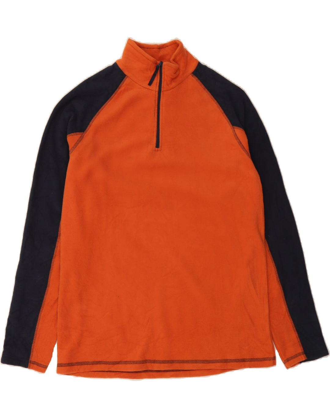 MOUNTAIN WAREHOUSE Mens Zip Neck Fleece Jumper Medium Orange Colourblock Vintage Mountain Warehouse and Second-Hand Mountain Warehouse from Messina Hembry 