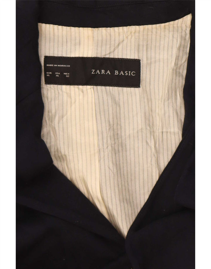 Zara Mujer Chaqueta Blazer De 1 Botón UK 40 XL Viscosa Azul Marino