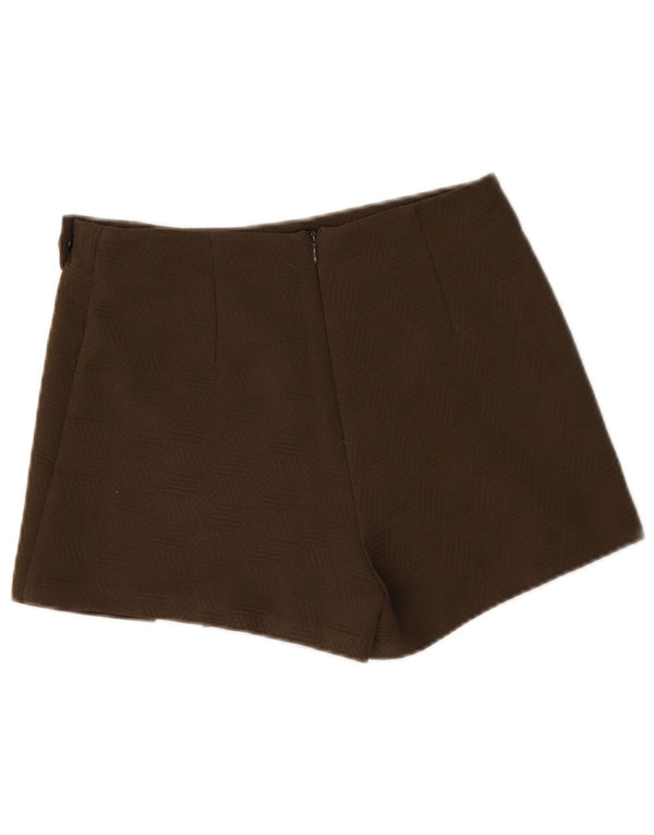 Topshop Womens High Waist Hot Pants UK 10 Small W30 Khaki Geometric