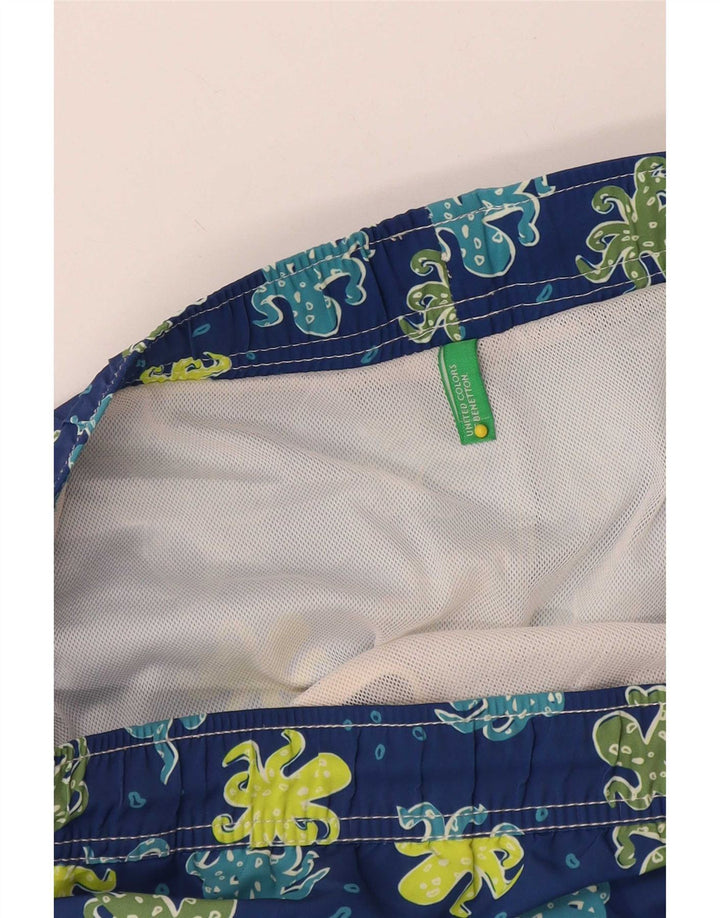 Benetton Hombre Bañador Corto Estampado Abstracto XL Azul