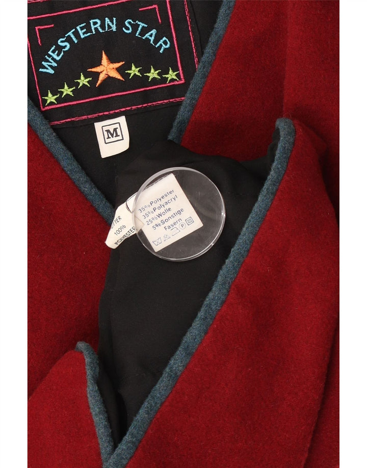 Vintage Hombres Gilet Medio Borgoña Poliéster