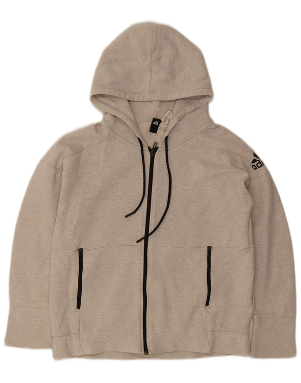 Adidas Womens Oversized Zip Hoodie Sweater UK 14 Medium Grey Cotton