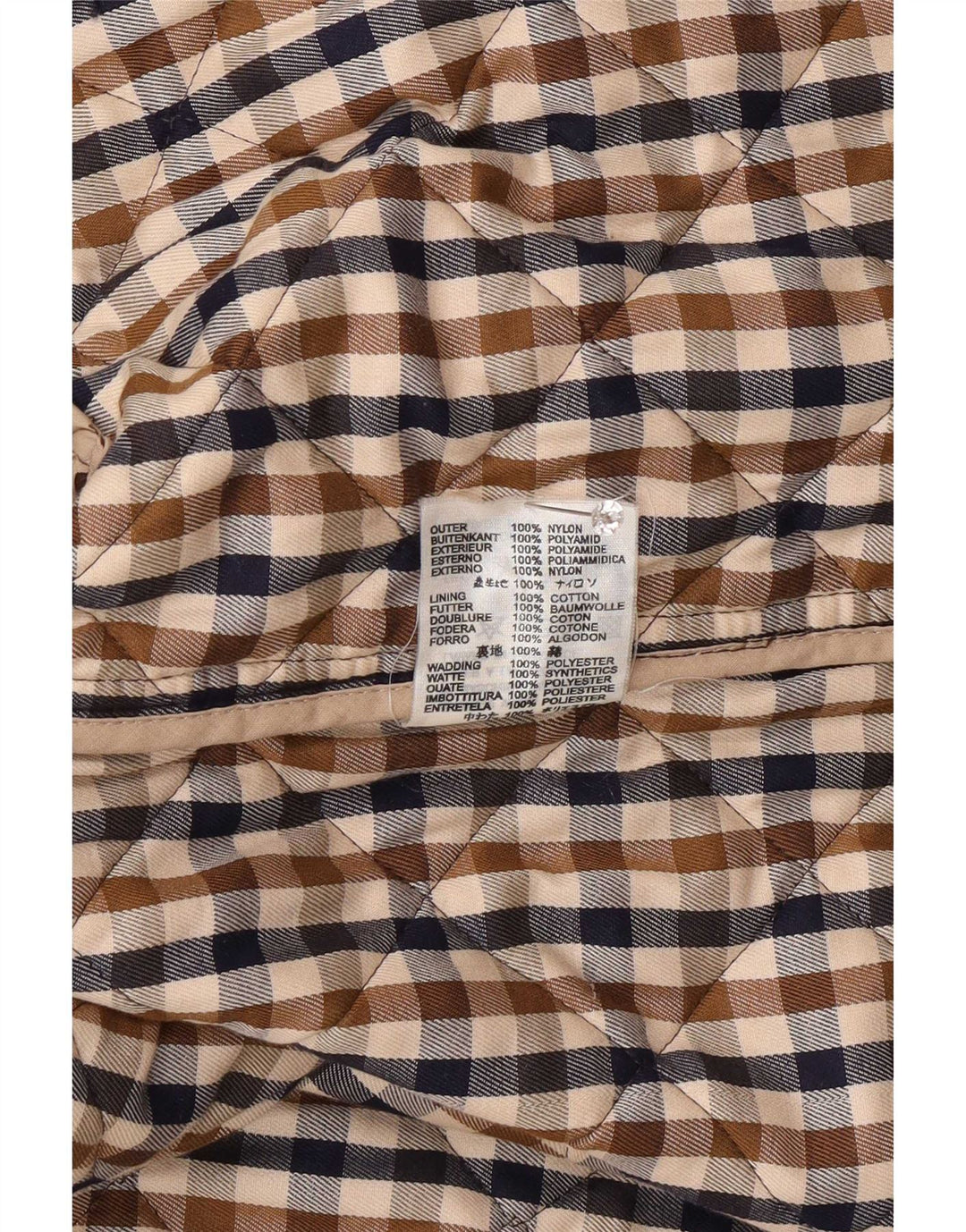Aquascutum Chaqueta acolchada para mujer UK 46 Large Nylon marrón