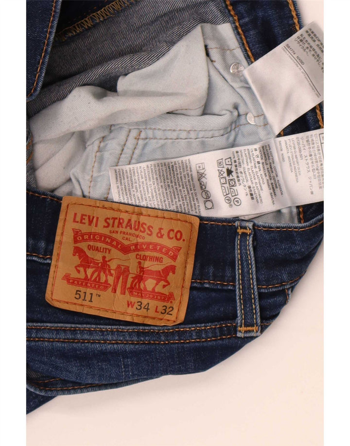Levi's Hombre 511 Slim Jeans W34 L32 Algodón Azul