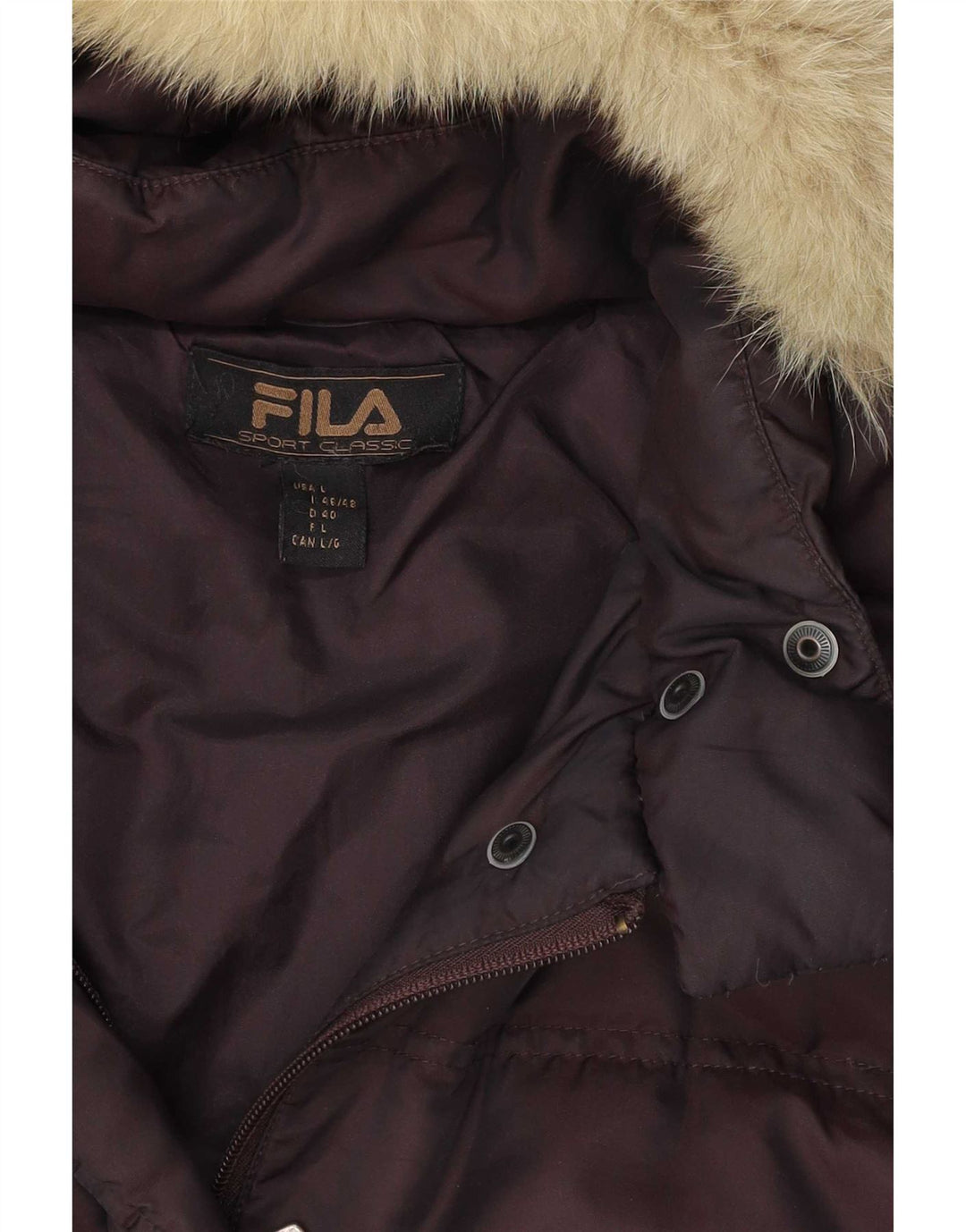 Fila Chaqueta Acolchada Con Capucha Para Mujer IT 46/48 Large Marrón Poliamida