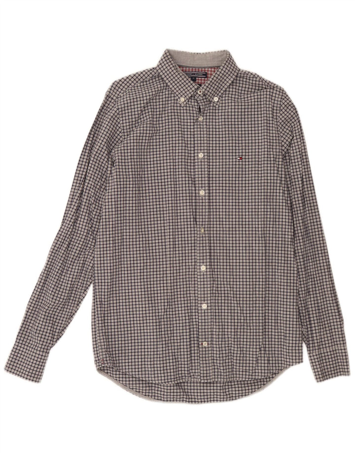 Tommy Hilfiger Camisa Slim Fit De Algodón A Cuadros Gris Medio