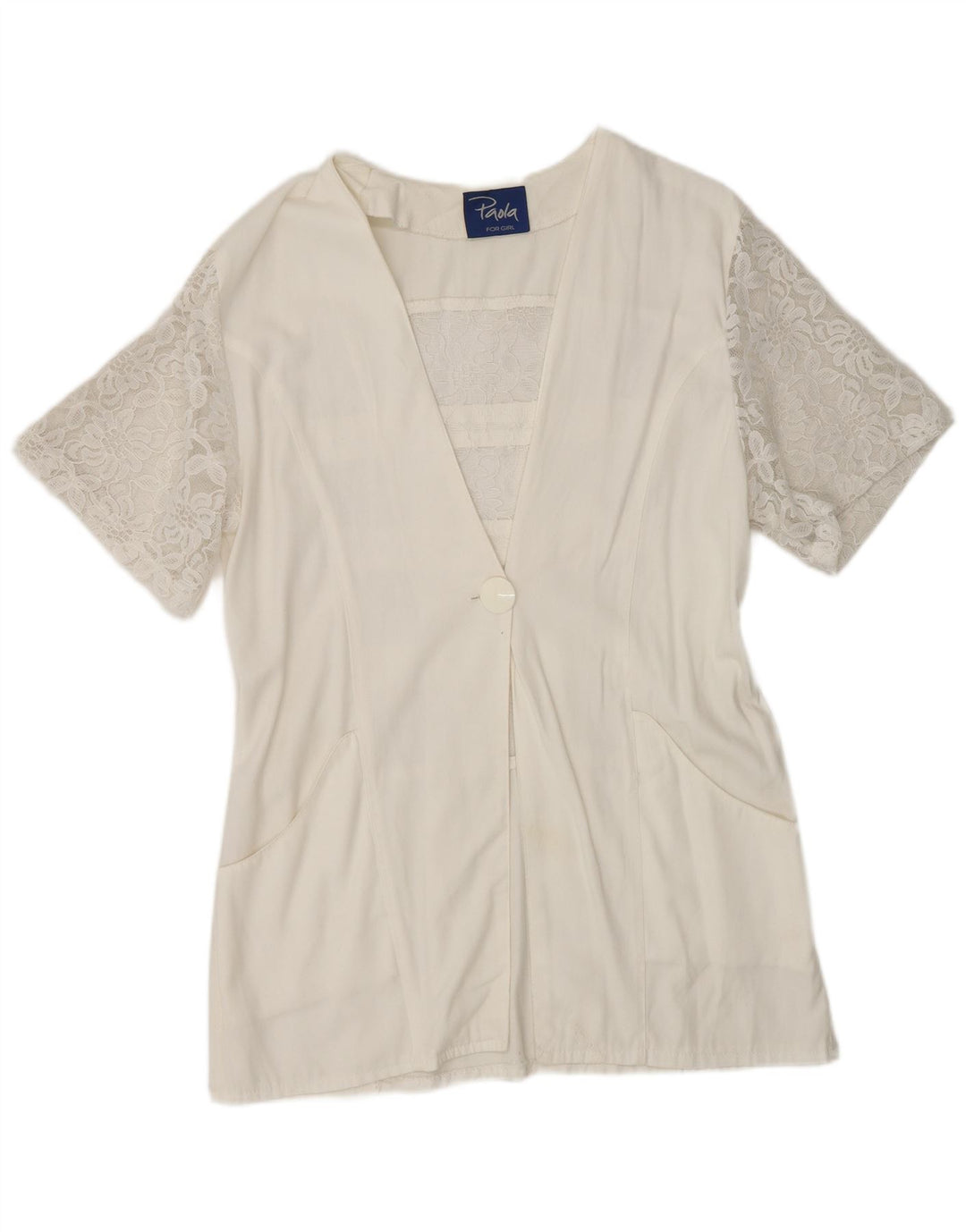 Paola Chaqueta tipo blazer de manga corta con 1 botón para mujer UK 40 Medium White Floral