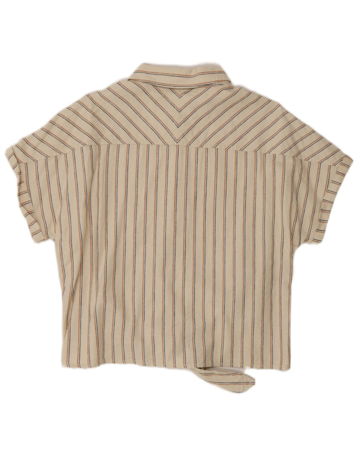 Fat Face Mujer Manga Corta UK 44 Grande Beige Rayas