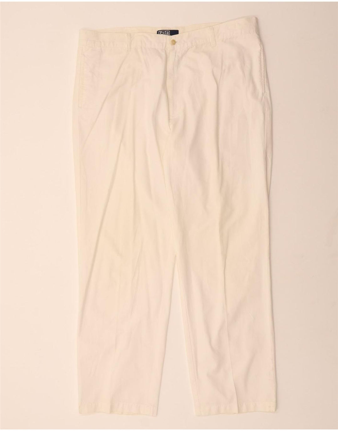POLO RALPH LAUREN Pantalón chino recto para hombre W42 L34 Algodón blanco