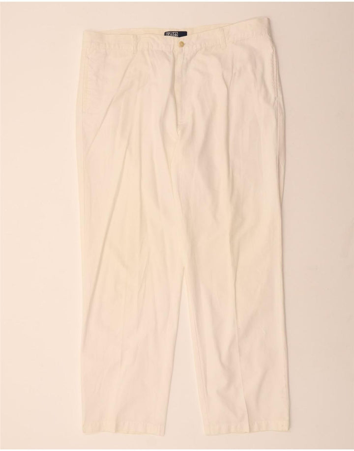 POLO RALPH LAUREN Pantalón chino recto para hombre W42 L34 Algodón blanco