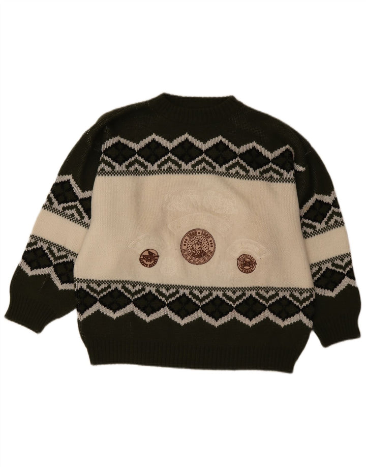 Vintage hombres gráfico tortuga cuello jumper suéter grande verde geométrico