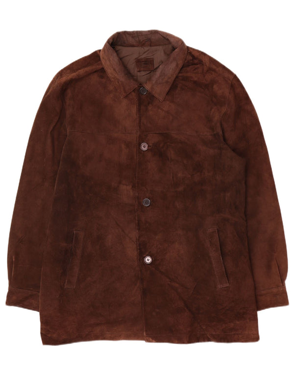 Marks & Spencer Chaqueta de ante azul Harbour para hombre UK 42 XL Cuero marrón