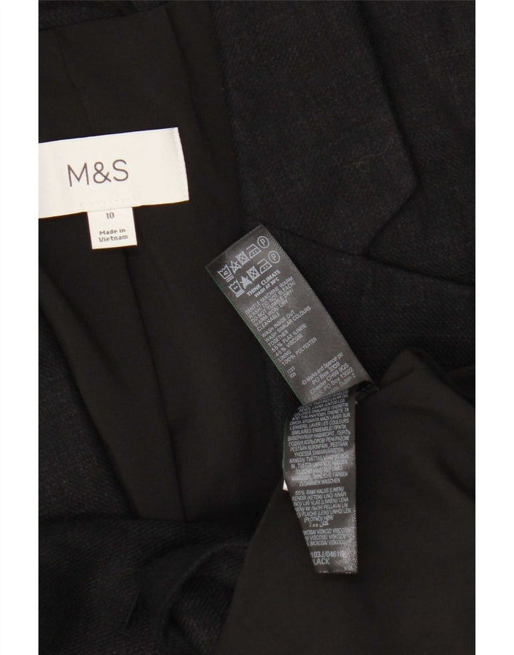 Marks & Spencer Chaqueta tipo blazer de 1 botón para mujer UK 10 Small Black Linen