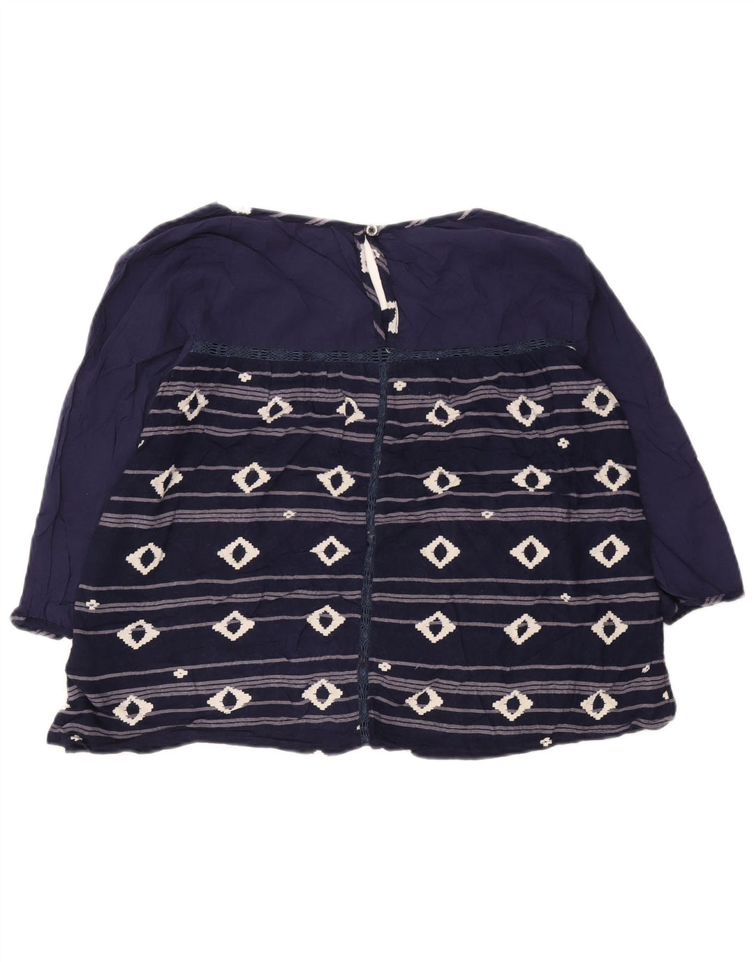 Roxy Blusa de manga 3/4 para mujer UK 40 Viscosa geométrica azul marino mediano