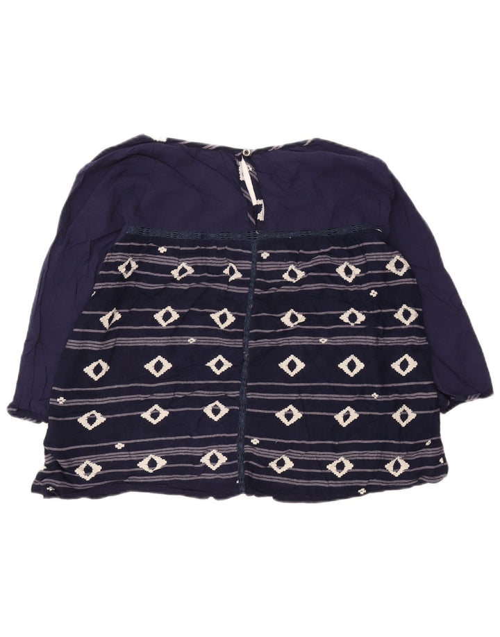 Roxy Blusa de manga 3/4 para mujer UK 40 Viscosa geométrica azul marino mediano