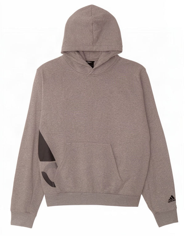 Adidas - Sudadera con capucha gráfica para hombre, talla grande, algodón moteado gris