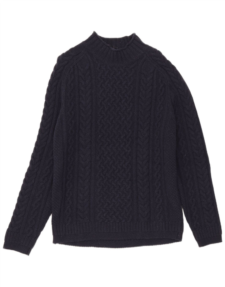 Massimo Dutti Jersey con Cuello Alto para Mujer UK 46 Large Lana Azul Marino