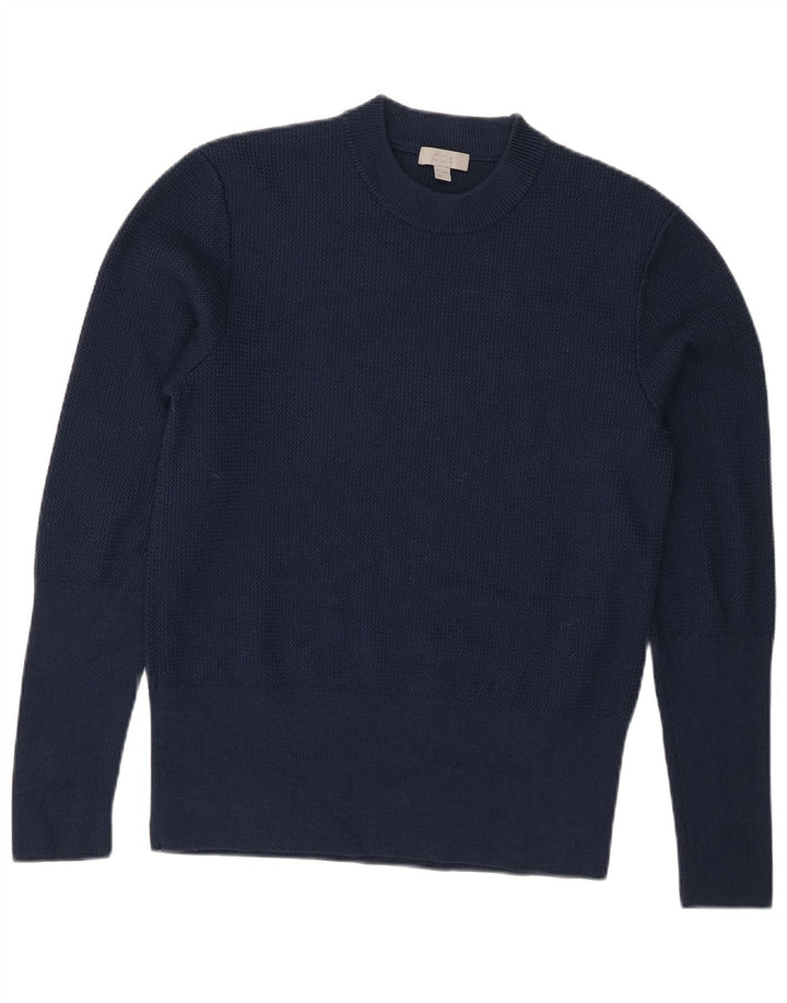 Cos Suéter de cuello redondo para mujer UK 14 Lana azul marino mediana
