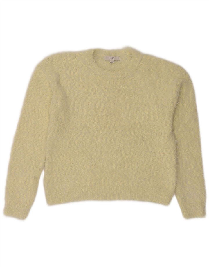 Marks & Spencer - Jersey de cuello redondo para mujer, talla 40, talla mediana, color amarillo moteado