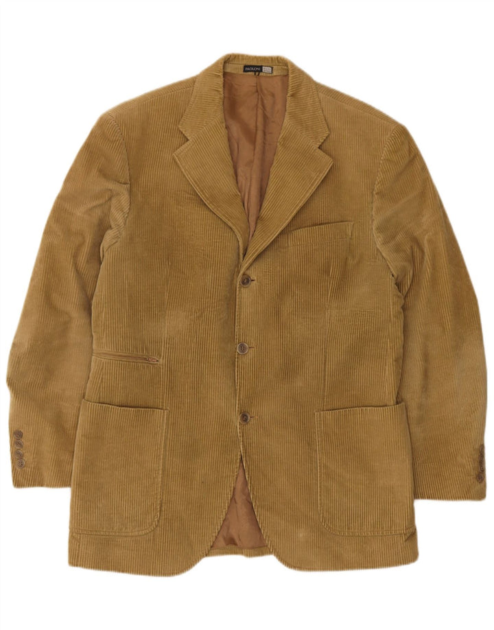 Paoloni Chaqueta Blazer De Pana De 3 Botones Para Hombre IT 50 Grande Algodón Beige