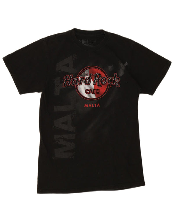 Hard Rock Cafe Mens Malta Graphic Camiseta Top Pequeño Algodón Negro