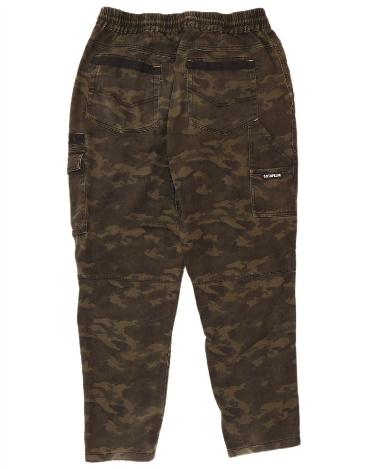 Pantalones cargo cónicos para hombre Caterpillar W38 L28 Algodón de camuflaje caqui