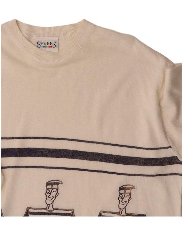 Sevres Mens Graphic Top Manga Larga XL Off White Rayas