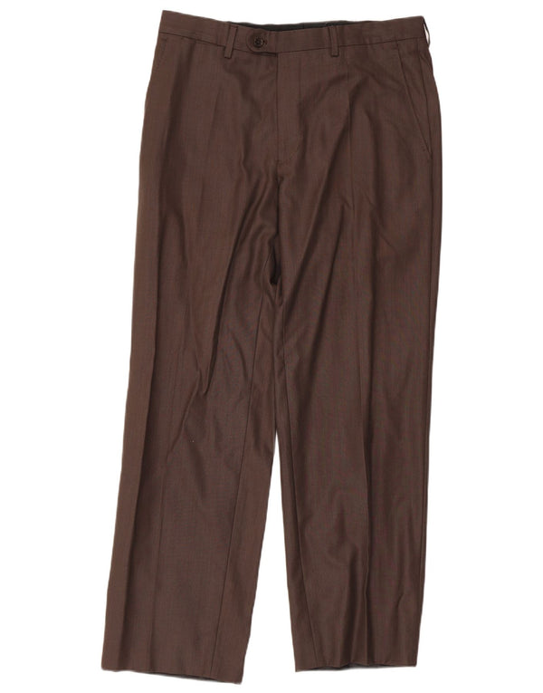Massimo Dutti Pantalón de traje recto para hombre EU 42 Large W32 L28 Marrón