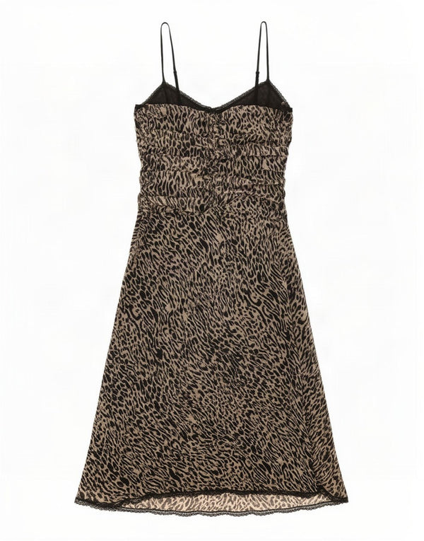 Whistles Vestido lencero para mujer Reino Unido 42 Seda con estampado animal marrón medio