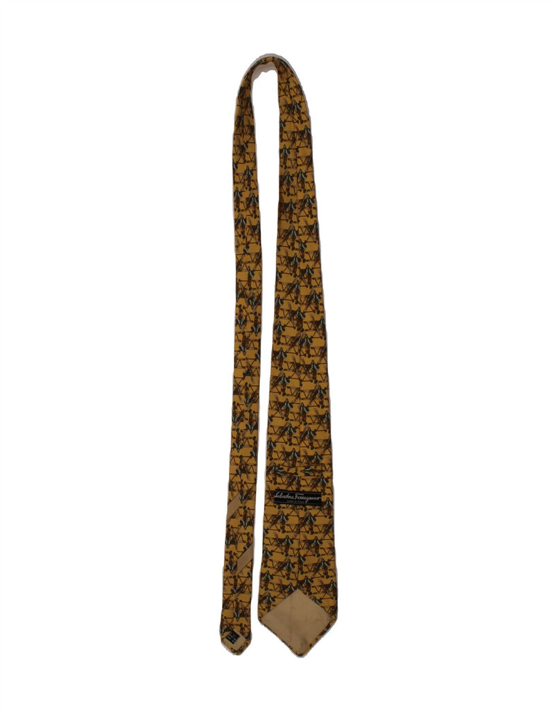 SALVATORE FERRAGAMO Mens Graphic Tie One Size Yellow Silk Vintage Salvatore Ferragamo and Second-Hand Salvatore Ferragamo from Messina Hembry 