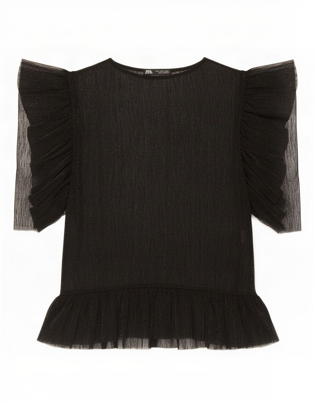 Zara Mujer Top Transparente UK 10 Small Negro