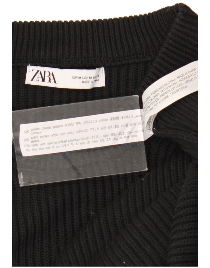 Zara Hombre Jersey Cuello Redondo Jersey Medio Negro Poliéster
