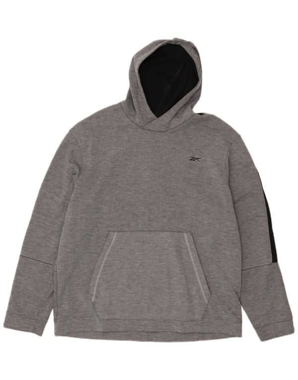 Reebok Sudadera con capucha para hombre Jumper XL Gris Colorblock Poliéster